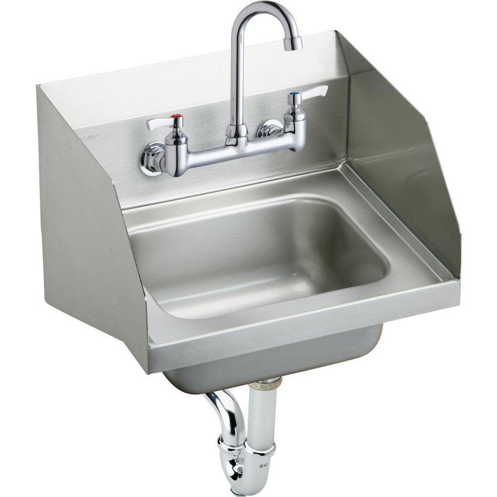 Elkay Buffed Satin Wall Mount Handwash Sink Package 