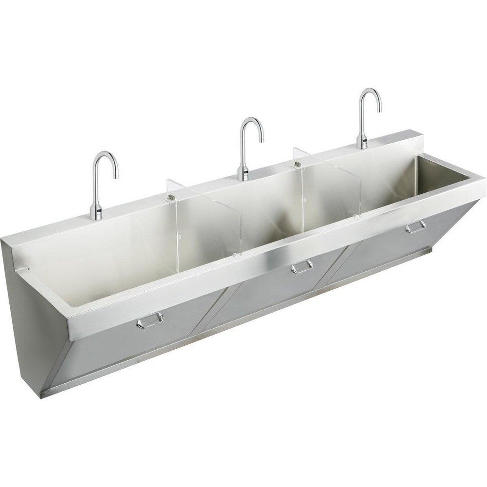 Elkay Buffed Satin 90X23 Three Hole Triple Bowl Stainless Steel WM SURG SCRUB SINK 