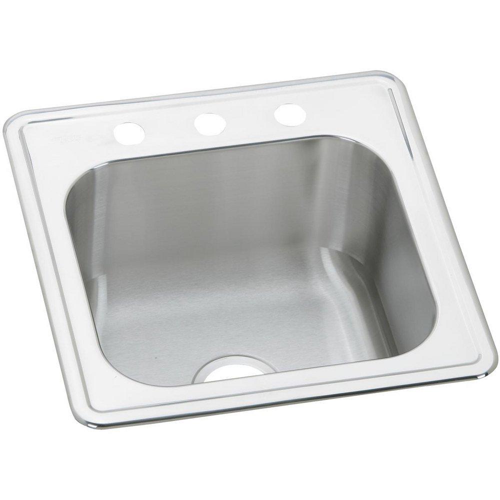 Elkay Brushed Satin 20 x 20 in. Stainless Steel Single Bowl Drop-in Kitchen Sink in Brushed Satin 