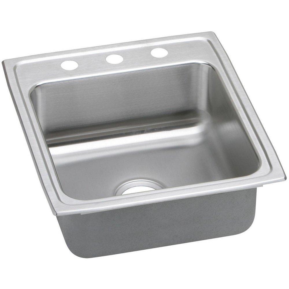 Elkay Lustrous Satin 19-1/2 x 22 in. 3 Hole Stainless Steel Single Bowl Drop-in Kitchen Sink 