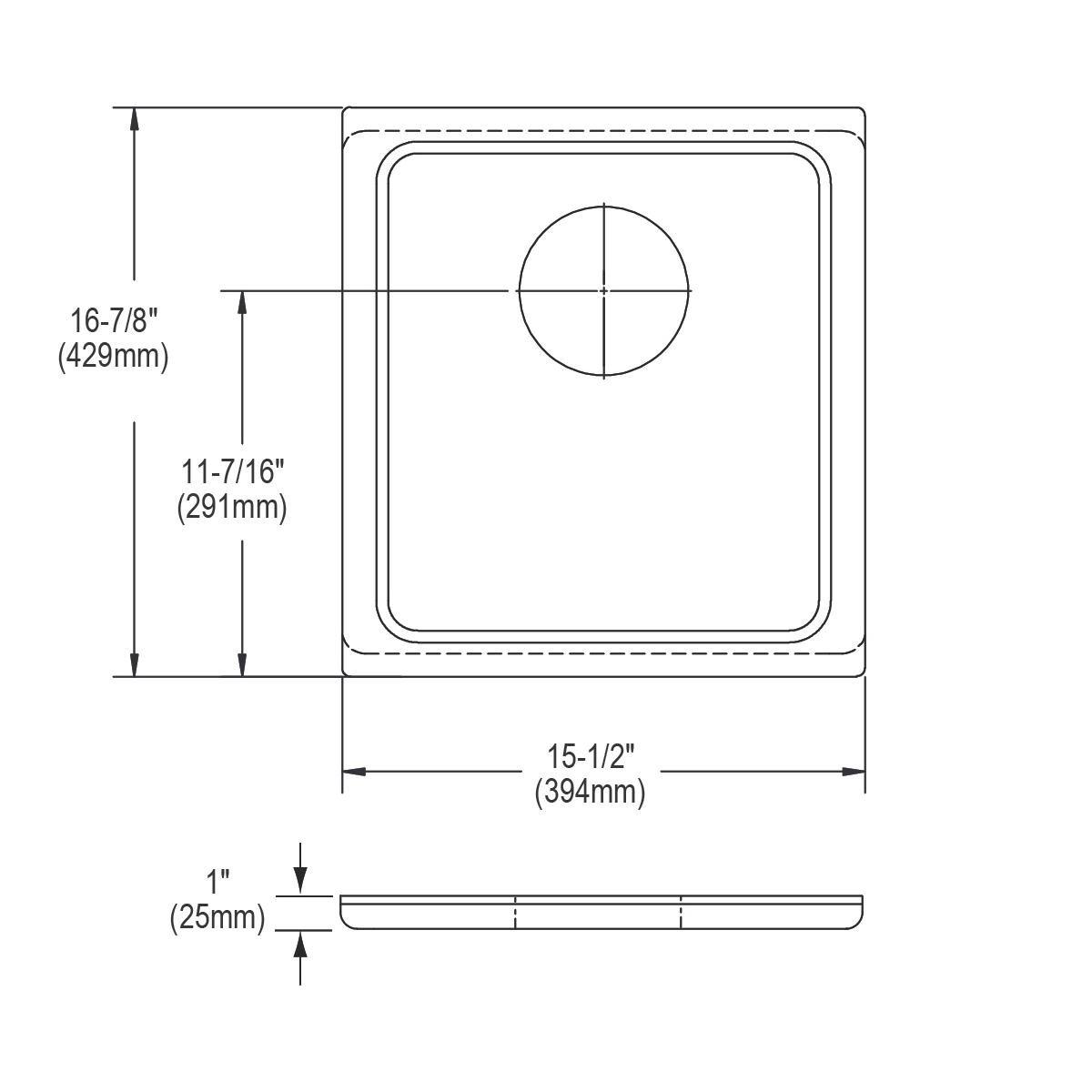 Elkay Lustrous Satin 19-1/2 x 22 in. 3 Hole Stainless Steel Single Bowl Drop-in Kitchen Sink 