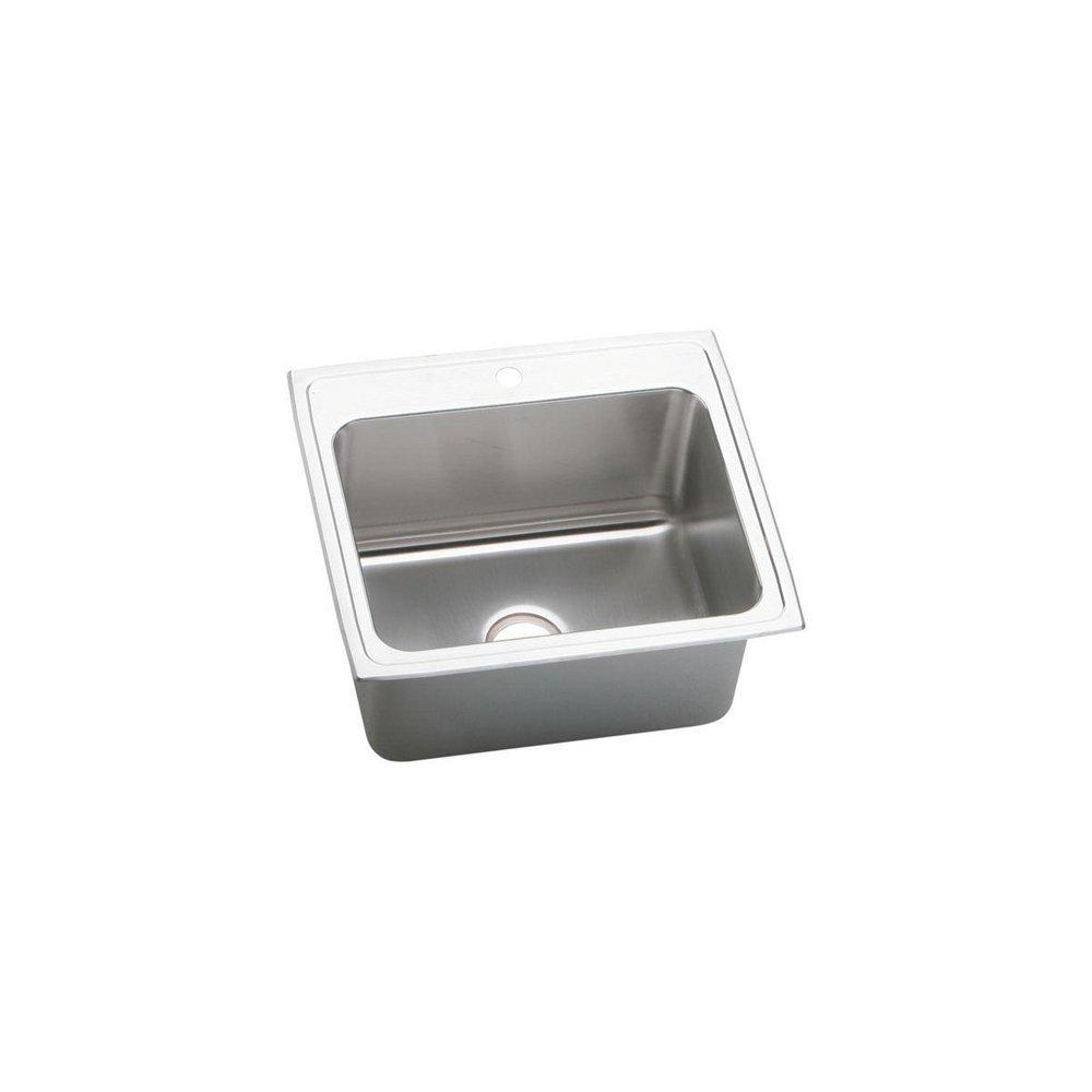 Elkay Lustrous Highlighted Satin 1-Bowl Topmount Kitchen Sink with Center Drain 