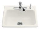 KOHLER Biscuit 25 x 22 in. 4 Hole Cast Iron Single Bowl Drop-in Kitchen Sink 