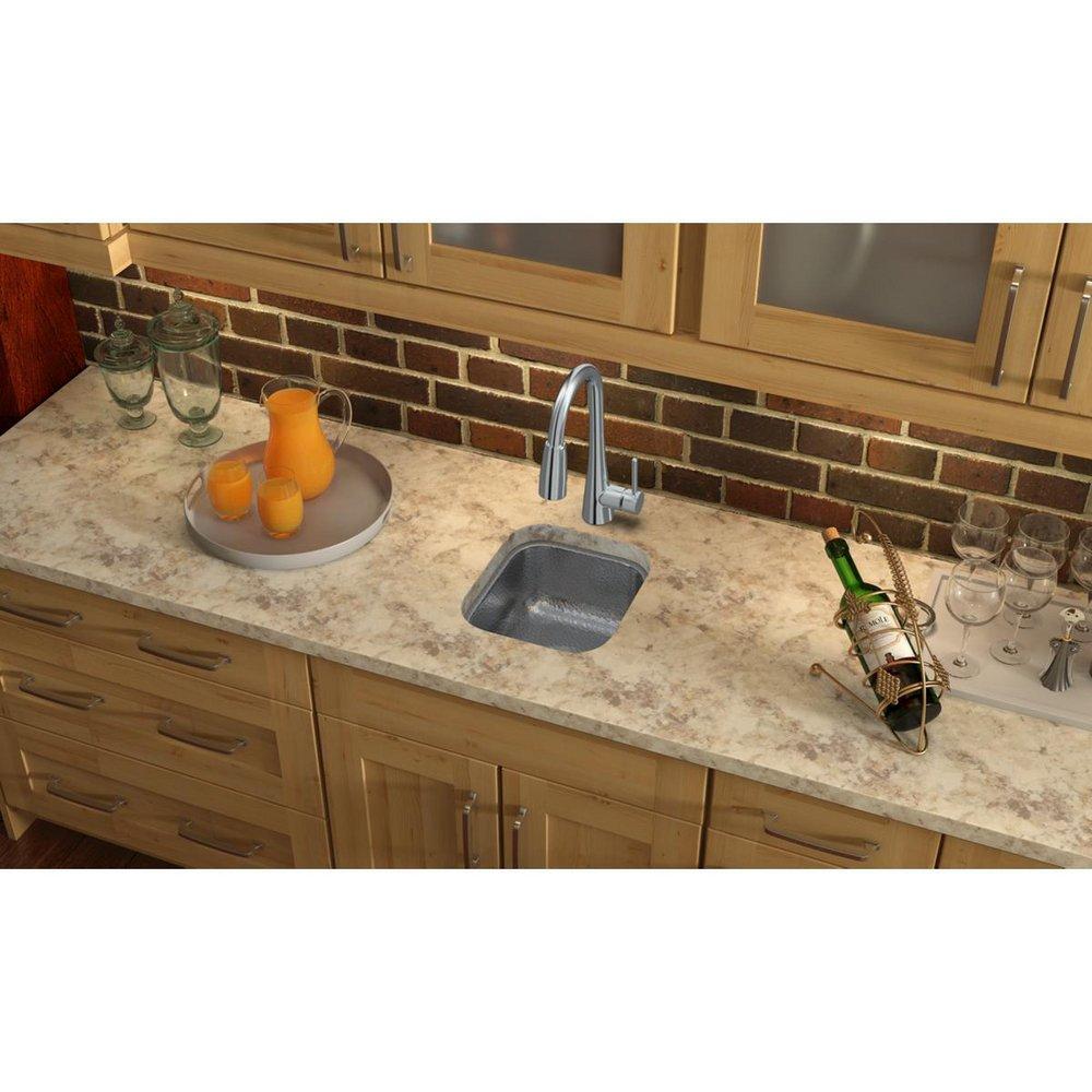 Elkay Hammered Mirror 12 x 14 in. Undermount Stainless Steel Bar Sink 