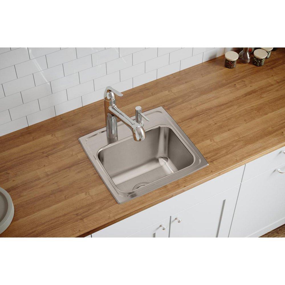 Elkay Lustrous Satin 17 x 16 in. Stainless Steel Single Bowl Drop-in Kitchen Sink in Lustrous Satin 