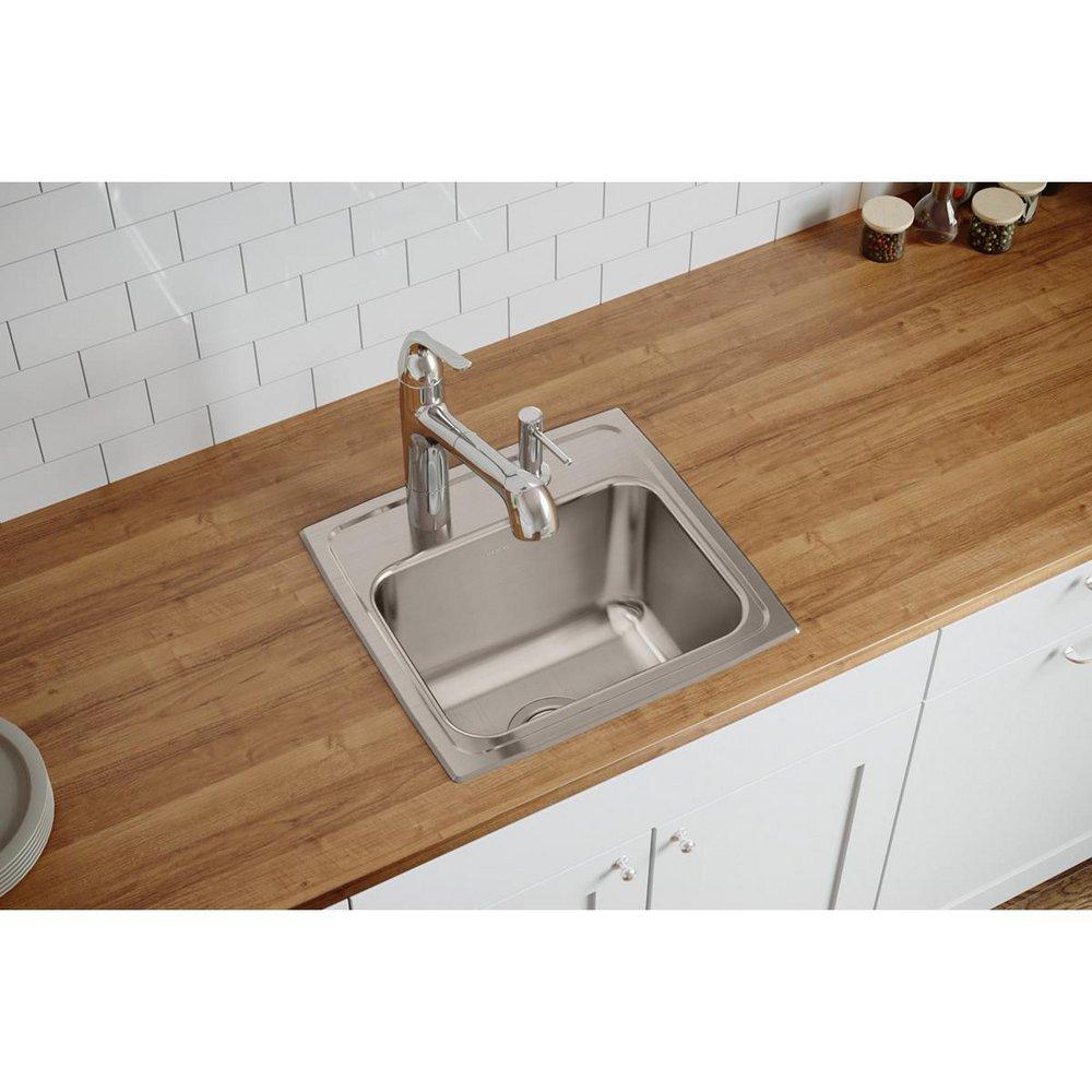 Elkay Lustrous Satin 17 x 16 in. Stainless Steel Single Bowl Drop-in Kitchen Sink in Lustrous Satin 