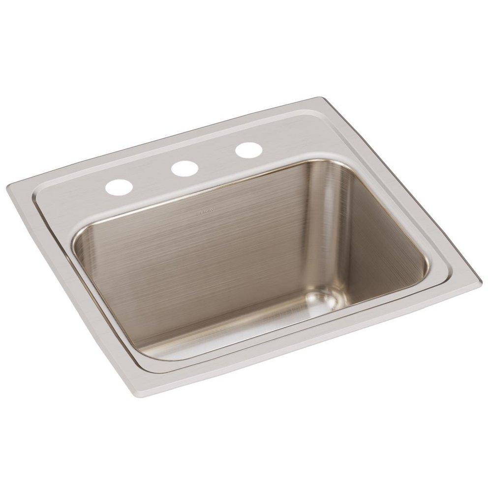 Elkay Lustrous Satin 17 x 16 in. Stainless Steel Single Bowl Drop-in Kitchen Sink in Lustrous Satin 