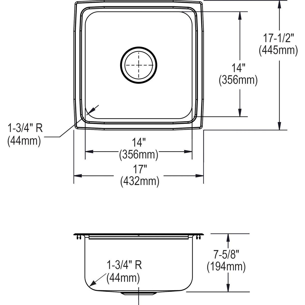 Elkay Lustrous Highlighted Satin No-Hole 1-Bowl Topmount Sink 