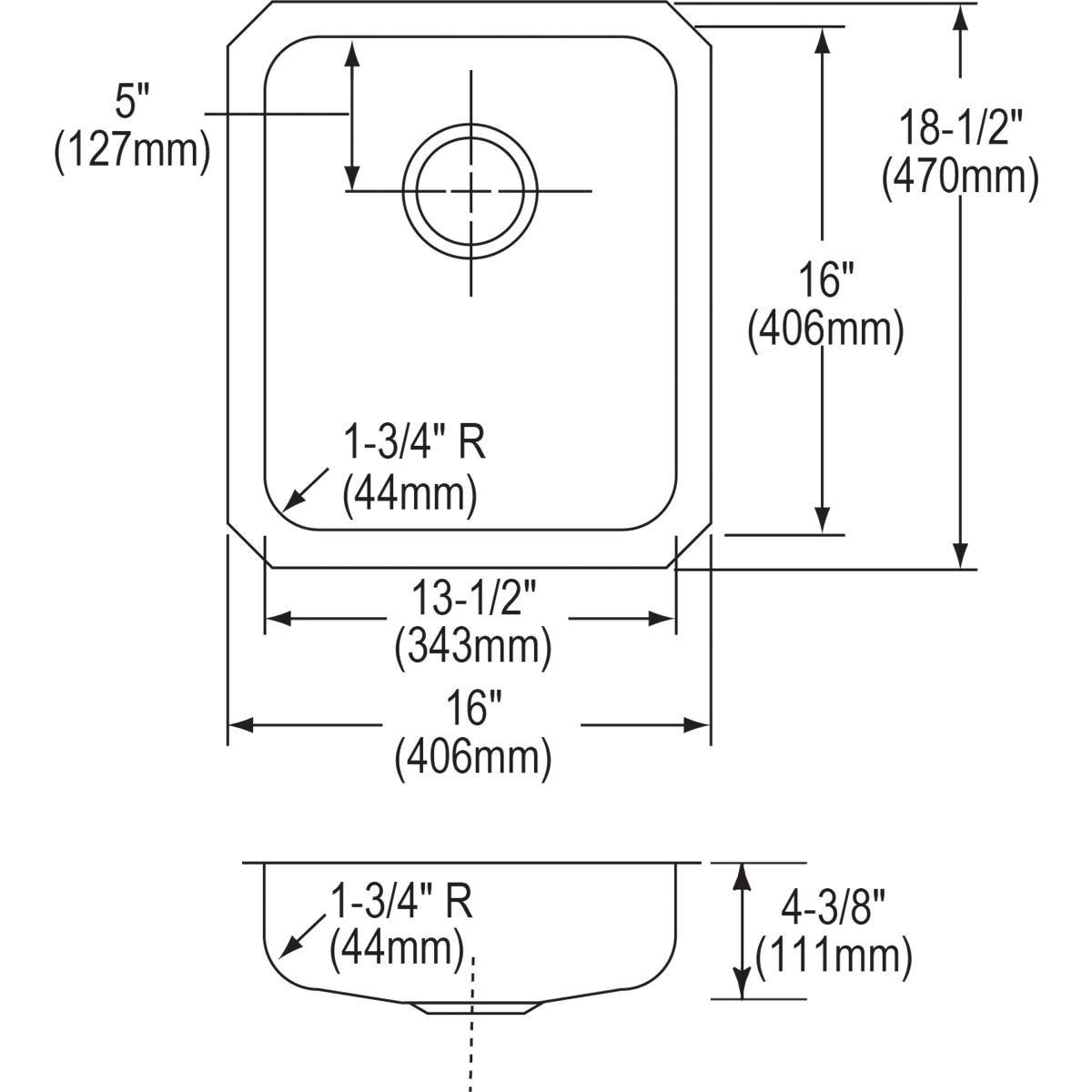 Elkay Lustrous Satin 25 x 22 in. Stainless Steel Single Bowl Drop-in Kitchen Sink in Lustrous Satin 