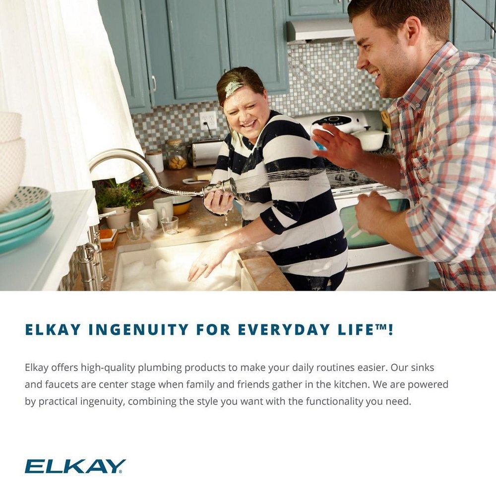 Elkay Lustrous Highlighted Satin 4 Hole Single Bowl Top Mount Kitchen Sink 