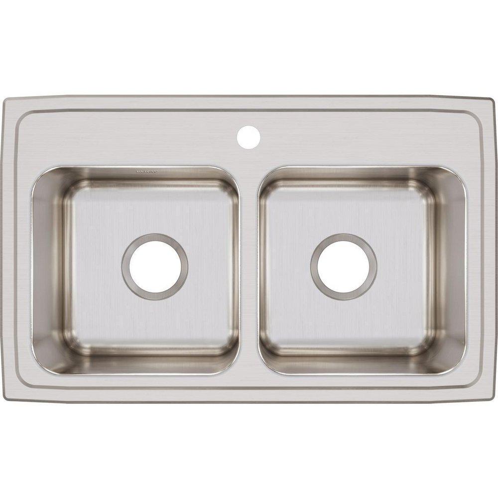 Elkay Lustertone 1 Hole Double Bowl Self-rimming or Drop-in Kitchen Sink 