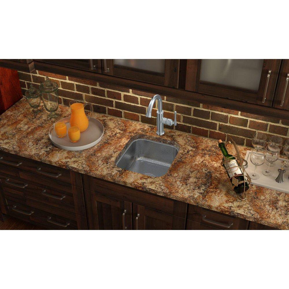 Elkay Hammered Mirror 16 x 18 in. Undermount Stainless Steel Bar Sink 