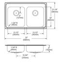 Elkay Lustrous Satin 33 x 21-1/4 in. 18 ga 1-Hole 2-Bowl Drop-In 304 Stainless Steel Kitchen Sink with Rear Center Drain 