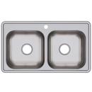 Dayton Satin 33 x 19 in. Stainless Steel Double Bowl Drop-in Kitchen Sink in Satin 