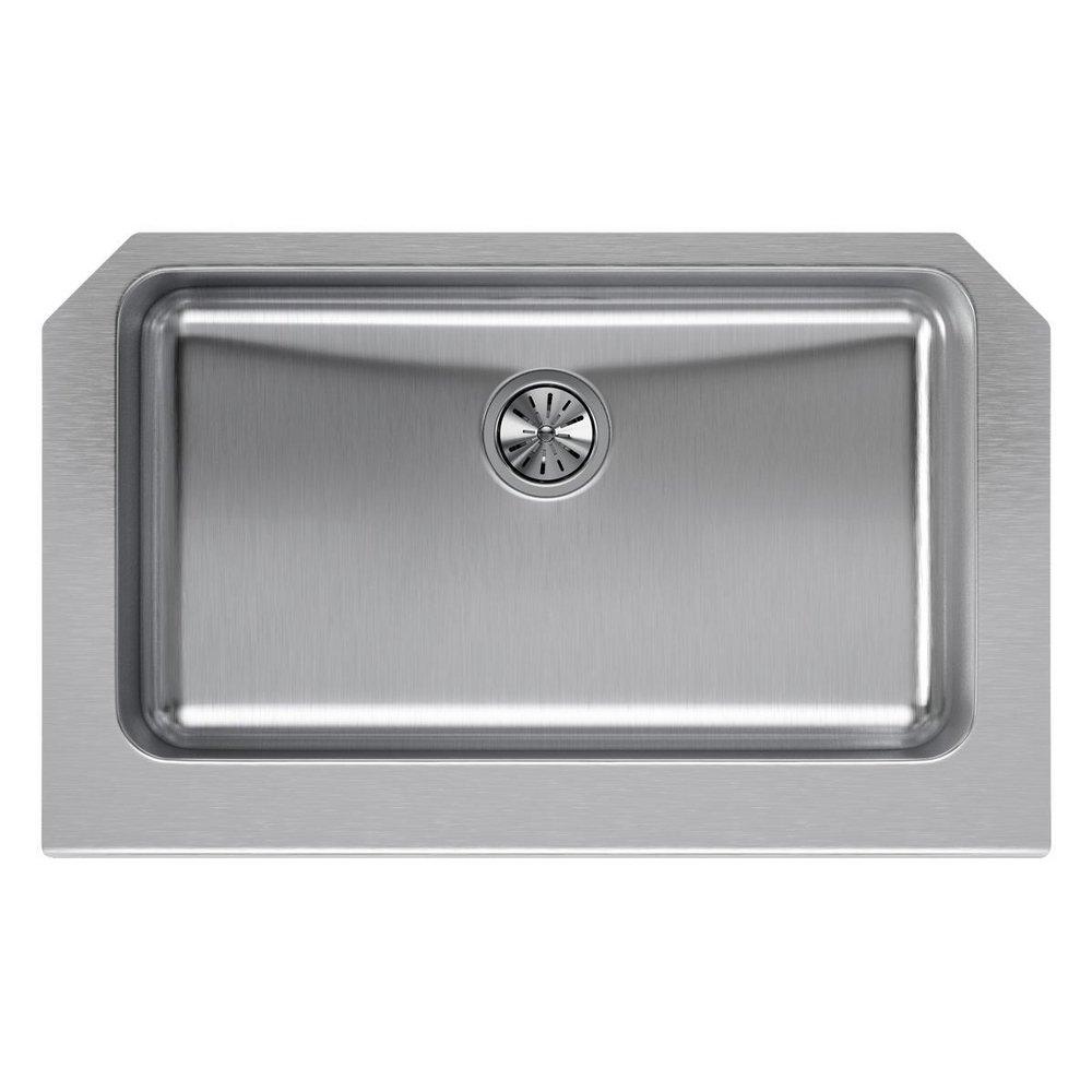Elkay Lustrous Satin 33 x 20-1/2 in. Stainless Steel Single Bowl Farmhouse Kitchen Sink with Sound Dampening 
