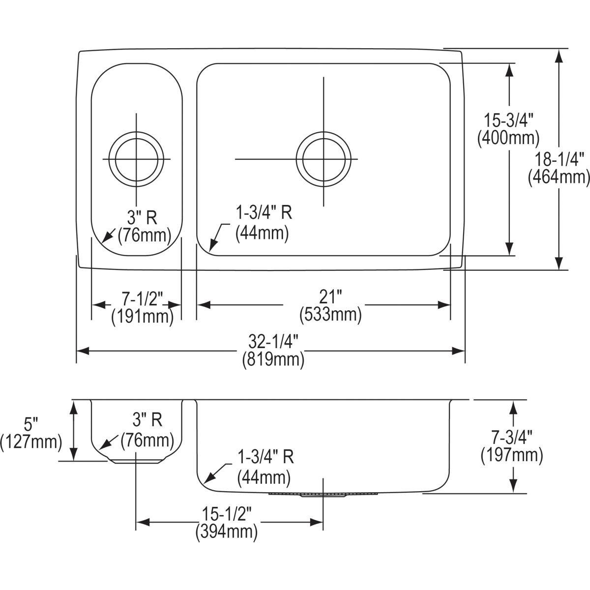Elkay Lustrous Satin 32-1/4 x 18-1/4 in. No Hole Stainless Steel Double Bowl Undermount Kitchen Sink 