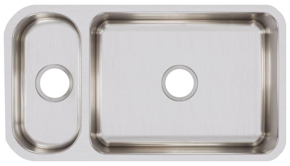 Elkay Lustrous Satin 32-1/4 x 18-1/4 in. No Hole Stainless Steel Double Bowl Undermount Kitchen Sink 
