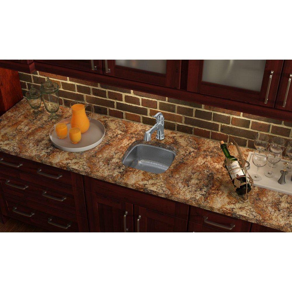 Elkay Hammered Mirror 14-1/8 x 14-1/8 in. Undermount Stainless Steel Bar Sink 