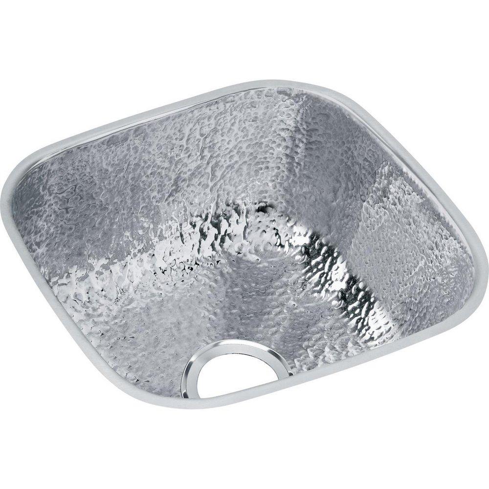 Elkay Hammered Mirror 14-1/8 x 14-1/8 in. Undermount Stainless Steel Bar Sink 
