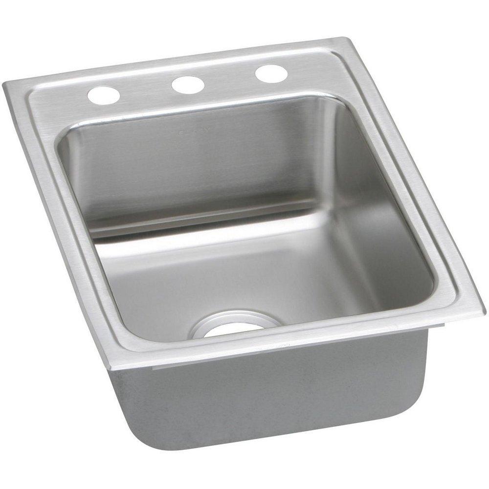 Elkay Lustrous Satin 17 x 22 in. 3 Hole Stainless Steel Single Bowl Drop-in Kitchen Sink 