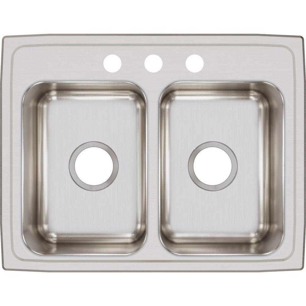 Elkay Lustrous Satin 25 x 19-1/2 in. Stainless Steel Double Bowl Drop-in Kitchen Sink in Lustrous Satin 