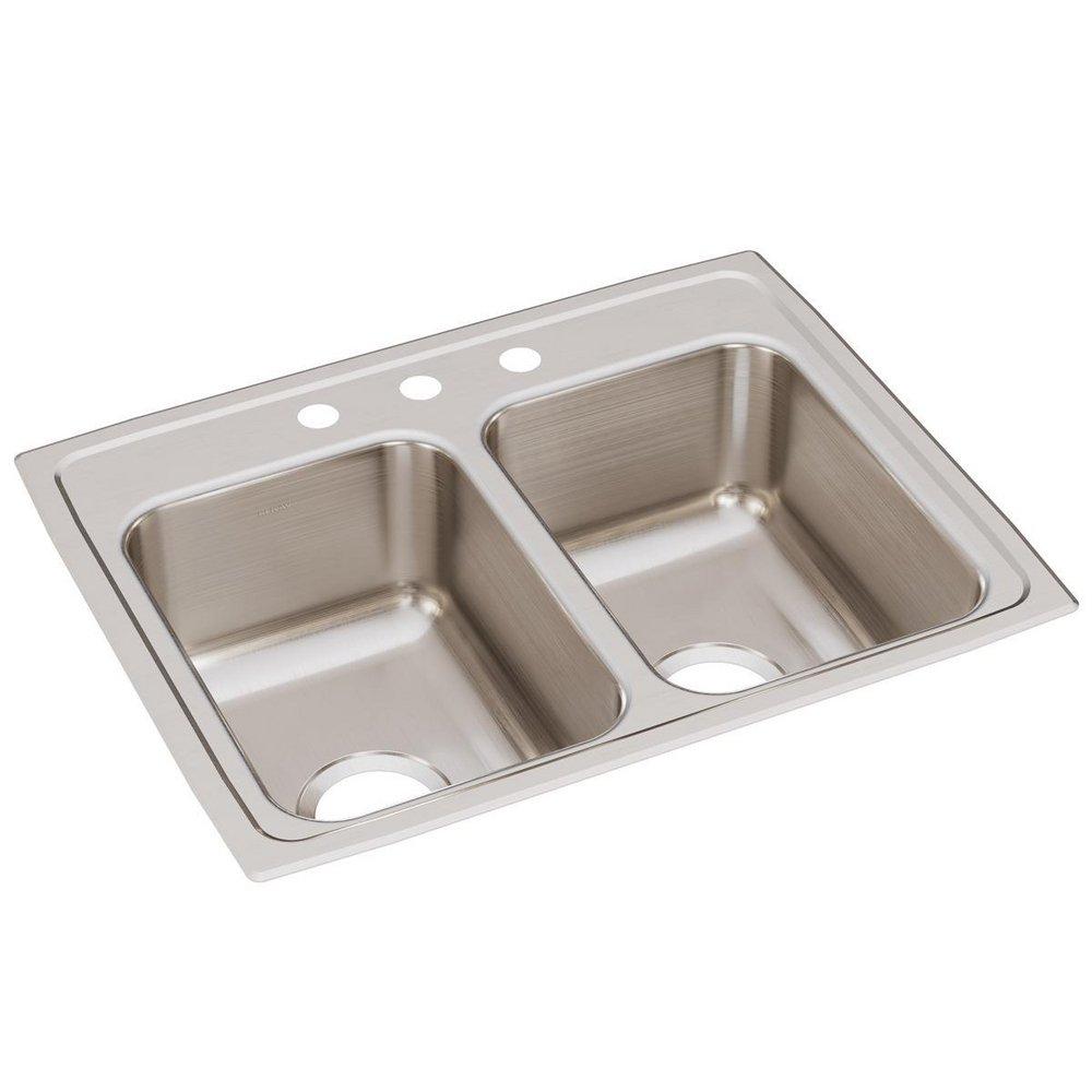 Elkay Lustrous Satin 25 x 19-1/2 in. Stainless Steel Double Bowl Drop-in Kitchen Sink in Lustrous Satin 