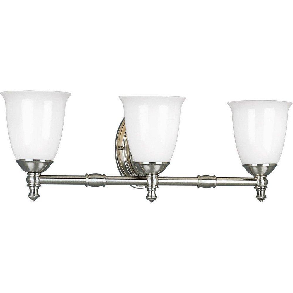 Progress Lighting Brushed Nickel 24-1/2 in. 100W 3-Light Vanity Fixture 