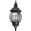 60W 4-Light Outdoor Cast Hanging Lantern in Textured Black
