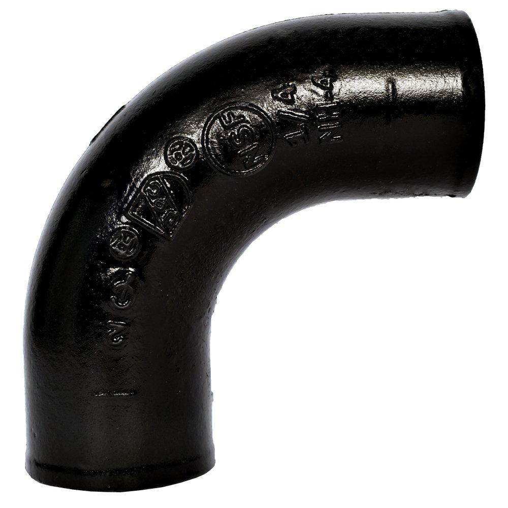 Black No Hub 90 Degree Cast Iron 1/4 Bend 