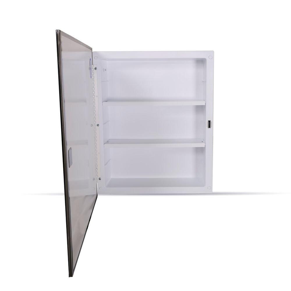 Jensen Basic White 16 x 20 in. Recessed Glass Mirror Door Molded Medicine Cabinet 