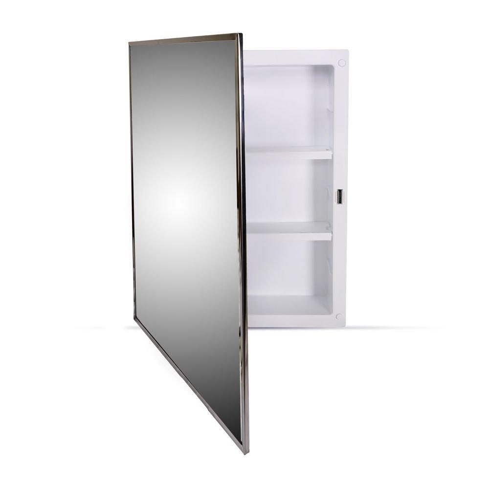 Jensen Basic White 16 x 20 in. Recessed Glass Mirror Door Molded Medicine Cabinet 