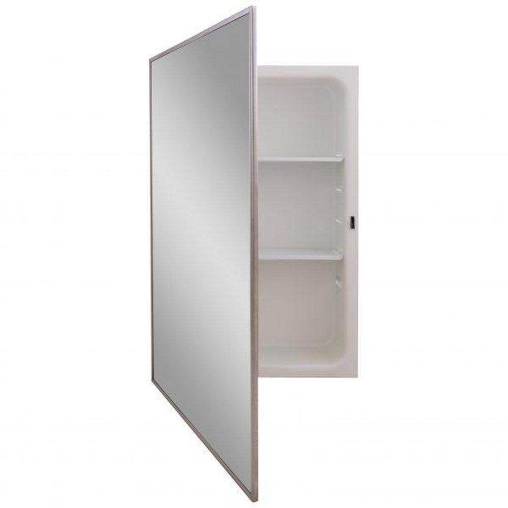 JENSEN R781045 16X26 Recess Mount Plastic Body Medicine Cabinet With A  Stainless Steel Frame And 3