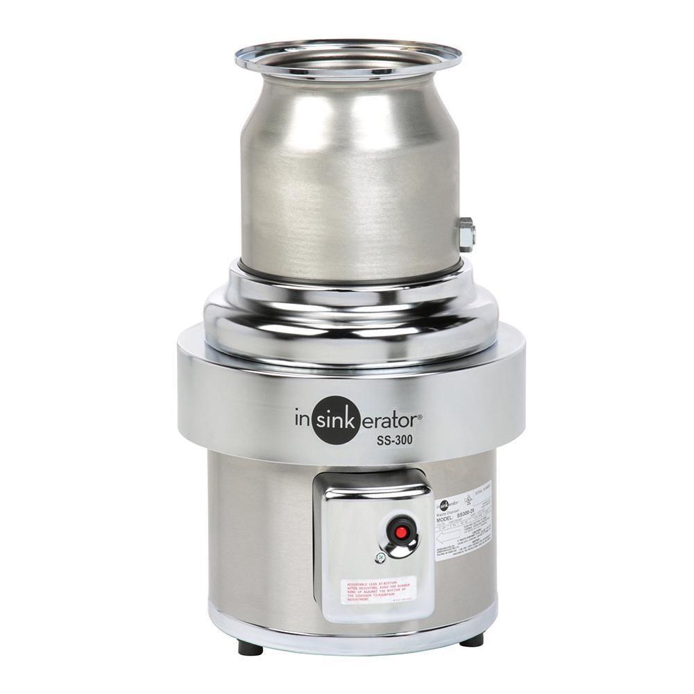 InSinkErator&reg; Chrome Plated/Stainless Steel Continuous Feed 3 Phase Commercial Garbage Disposal 