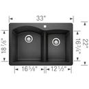 BLANCO Anthracite 33 x 22 in. 1 Hole Composite Double Bowl Dual Mount Kitchen Sink 