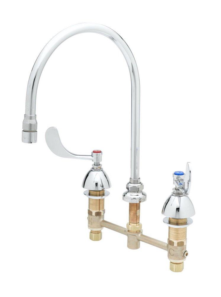 T&S Brass Chrome Plated Two Handle Widespread Bathroom Sink Faucet 