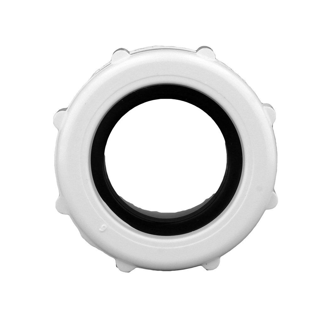 White PVC DWV Male Trap Adapter with Washer (1-1/2 & 1-1/4 in.) & Plastic Nut 