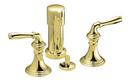 Double Lever Handle Vertical Spray Bidet Faucet in Vibrant Polished Brass