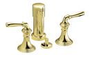 KOHLER Vibrant&reg; Polished Brass Double Lever Handle Vertical Spray Bidet Faucet 