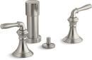 Double Lever Handle Vertical Spray Bidet Faucet in Vibrant Brushed Nickel