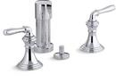 Double Lever Handle Vertical Spray Bidet Faucet in Polished Chrome