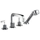4-Hole Roman Tub Filler Trim with Double Lever Handle in Polished Chrome