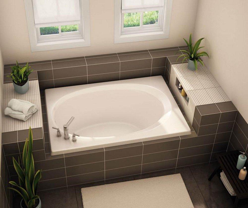 Aker by MAAX White 60 x 36 in. Whirlpool Drop-In Bathtub with End Drain 