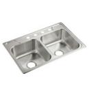 Sterling Satin Stainless Steel 33 x 22 in. 4 Hole Stainless Steel Double Bowl Drop-in Kitchen Sink in Satin Stainless Steel 