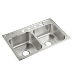 33 in. Drop-in Stainless Steel Double Bowl Kitchen Sink in Satin Stainless Steel