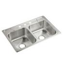 Sterling Satin Stainless Steel 33 x 22 in. Stainless Steel Double Bowl Drop-in Kitchen Sink in Satin Stainless Steel 