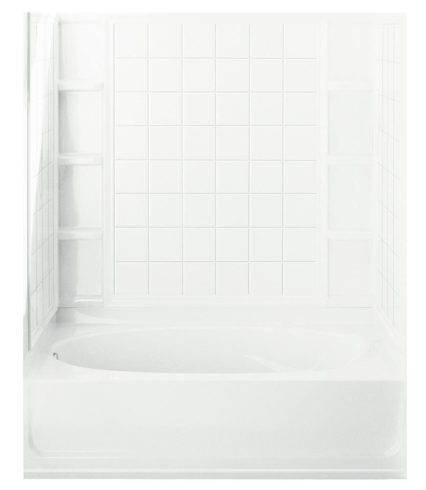 Sterling White 60 x 36 in. Vikrell Left Hand Drain Tub and Shower 