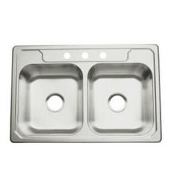 33 in. Drop-in Stainless Steel Double Bowl Kitchen Sink in Satin Stainless Steel