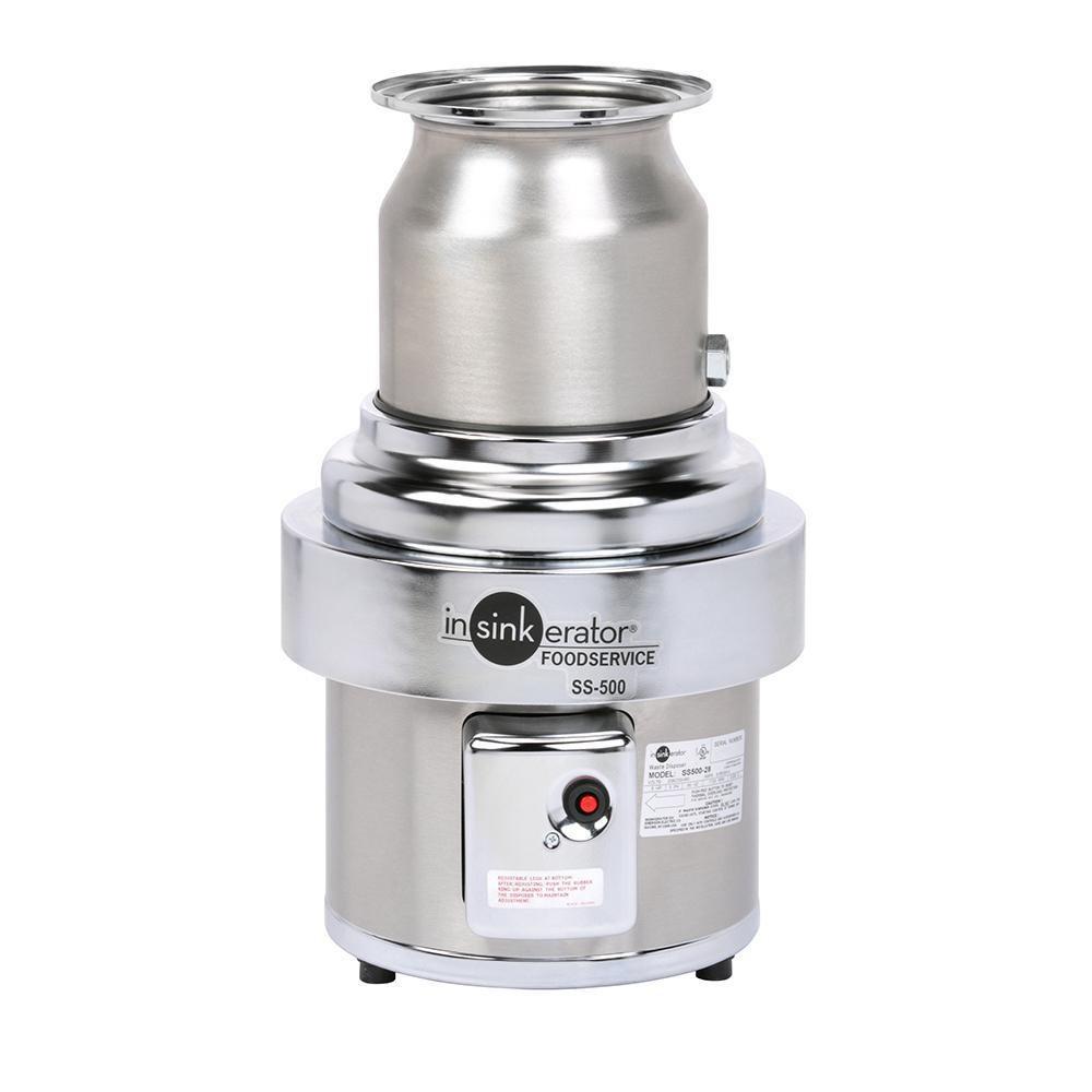 InSinkErator&reg; Chrome Plated/Stainless Steel Continuous Feed 3 Phase Commercial Garbage Disposal 