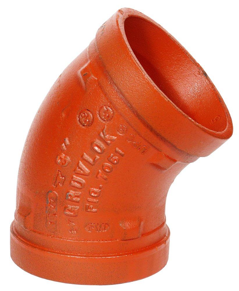 Gruvlok Grooved Standard Black Ductile Iron 45 Degree Bend 