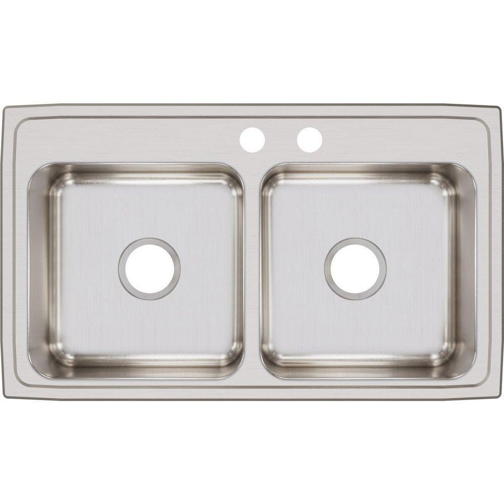 Elkay Lustrous Satin 33 x 19-1/2 in. 2 Hole Stainless Steel Double Bowl Drop-in Kitchen Sink 